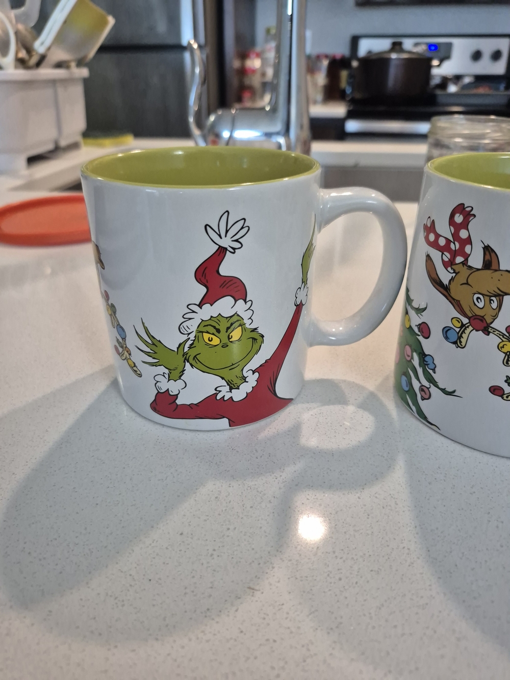 Holiday Grinch Ceramic Mug - White with Green Interior BOGO